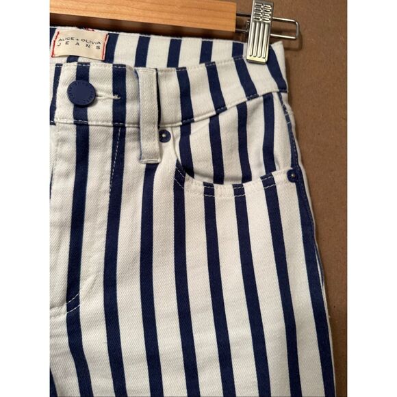 Alice & Olivia Indigo Admiral Stripped BootcutJeans - Picture 9 of 12